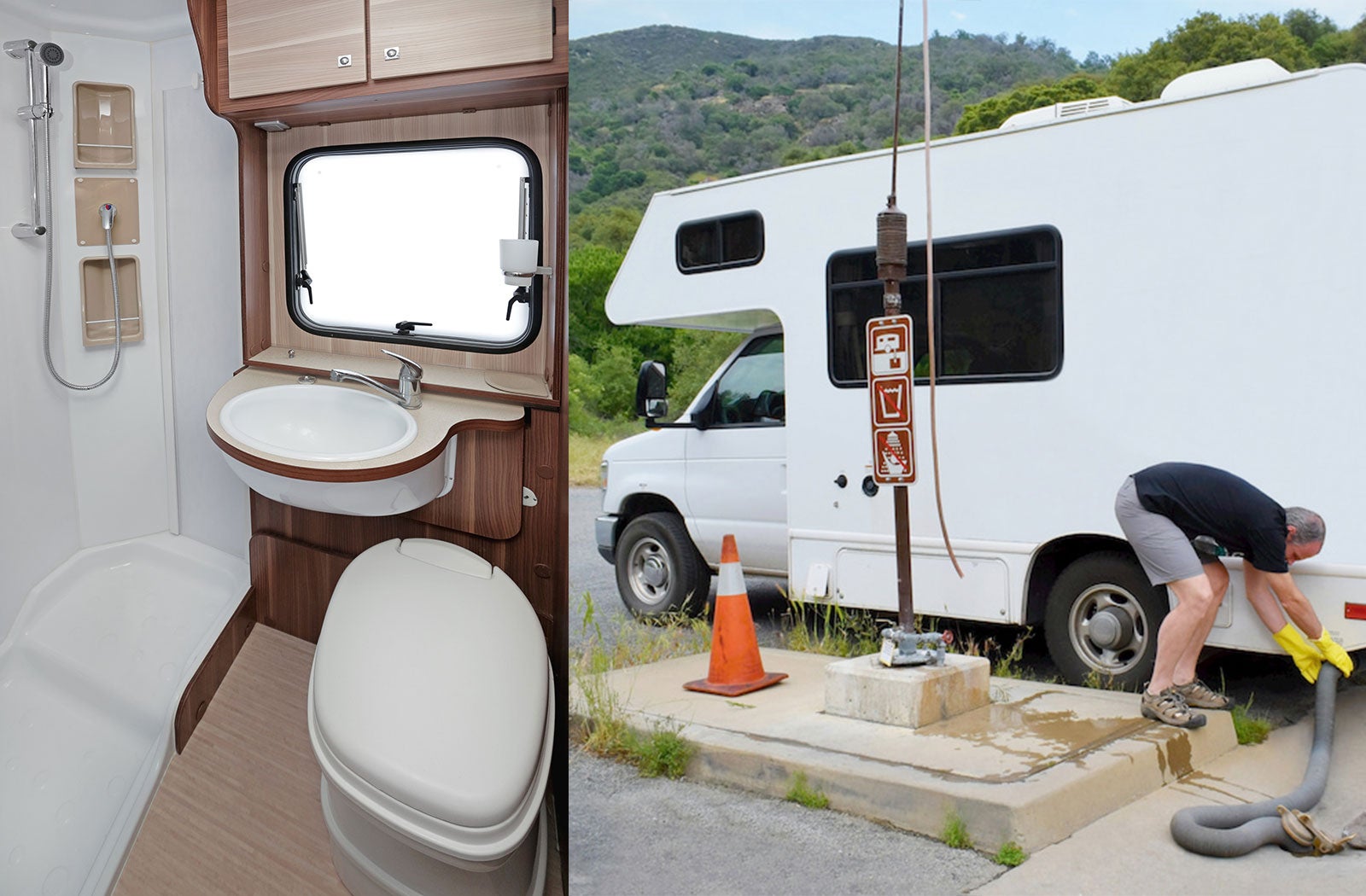 Portable RV/camper toilet and holding tank setup in Erie, Pennsylvania